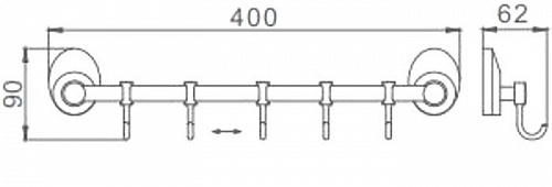 Крючок для ванны Ledeme L3315-5