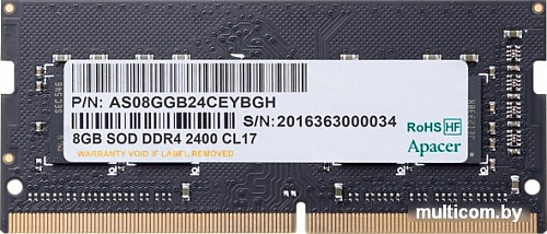 Оперативная память Apacer 8GB DDR4 SODIMM PC4-19200 AS08GGB24CEYBGH