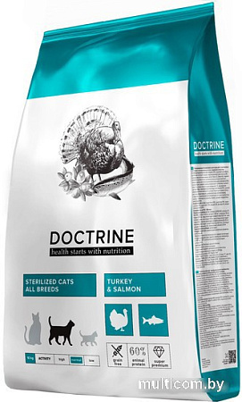 Сухой корм для кошек Doctrine для стерилизованных и кастрированных с индейкой и лососем 10 кг
