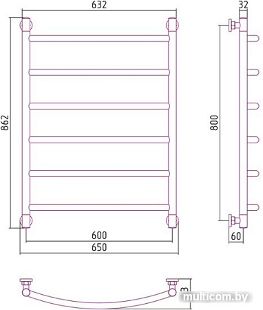 Полотенцесушитель Сунержа Галант+ 800x600 00-0200-8060