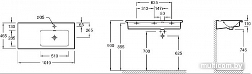 Умывальник Jacob Delafon Vox EXAD112-Z-00 101x46.5 (правосторонняя)