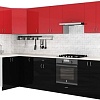 Готовая кухня S-Company Клео глосc 1.2x3.0 левая (черный глянец/красный глянец)
