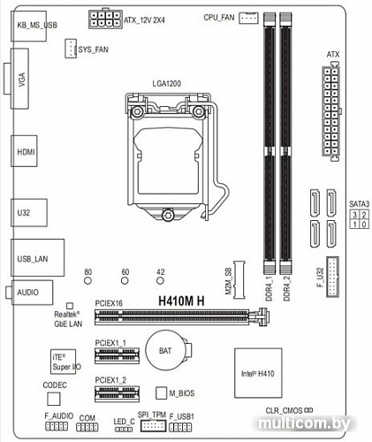 Материнская плата Gigabyte H410M H (rev. 1.0)