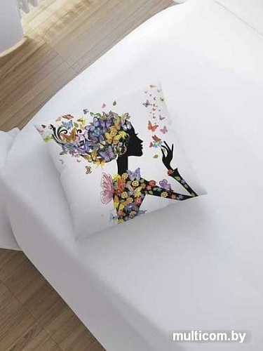 Чехол на подушку JoyArty Цветочная девушка в бабочках sl_11017