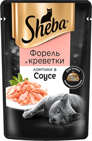Пресервы Sheba Ломтики в соусе. Форель и креветки 75 г