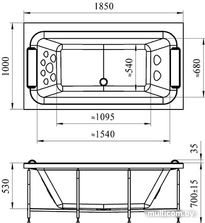 Ванна Radomir Хельга 185x100