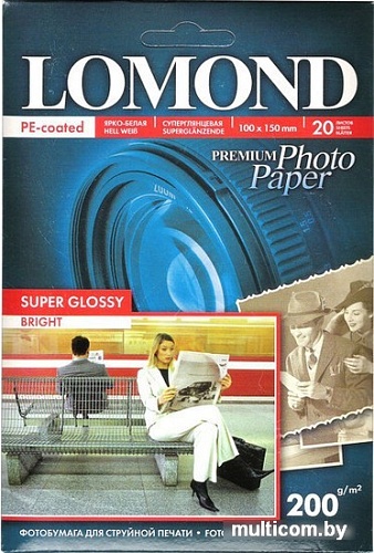 Фотобумага Lomond Суперглянцевая ярко-белая A6 200 г/м2 20л (1101113)