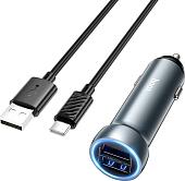 Автомобильное зарядное Hoco Z54 USB Type-C (металлик)