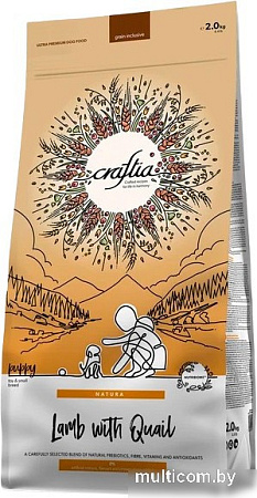 Сухой корм для собак Craftia Natura для щенков миниат. и мелких пород с индейкой и перепелкой (2кг)