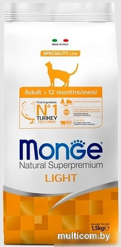 Сухой корм для кошек Monge Light Turkey 1.5 кг