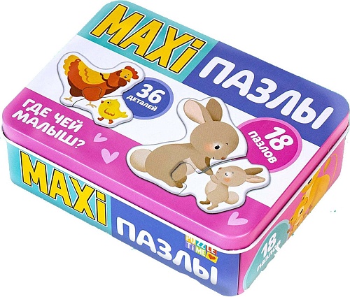 Развивающая игра Puzzle Time Где чей малыш? Макси-пазлы 5800953 (36 эл)