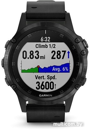 Умные часы Garmin Fenix 5S Plus Sapphire (черный/черный кожаный)