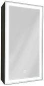Континент Шкаф с зеркалом Mirror Box Black Led 35x65 (левый)
