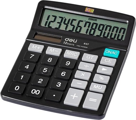 Калькулятор Deli E837 (черный)