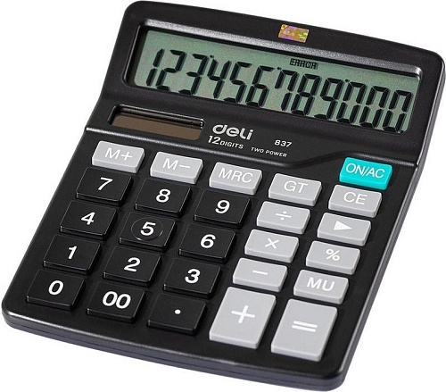Калькулятор Deli E837 (черный)