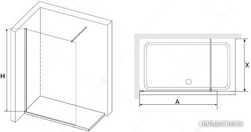 Душевая стенка RGW WA-010B 70 (черный/прозрачное стекло)