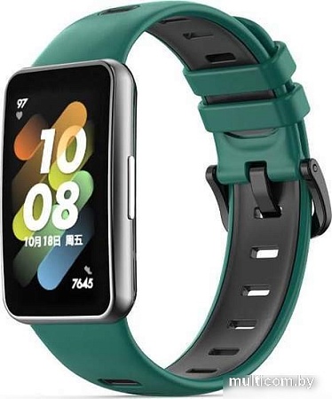 Ремешок Rumi силиконовый для Huawei Band 7 (зеленый/черный)