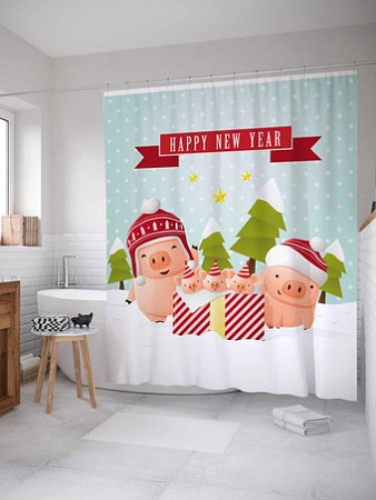 Шторка-занавеска для ванны JoyArty Праздник для семьи sc_78649