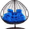 Подвесное кресло M-Group Для двоих 11450210 (коричневый ротанг/синяя подушка)