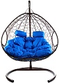 Подвесное кресло M-Group Для двоих 11450210 (коричневый ротанг/синяя подушка)