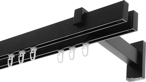 Карниз для штор Sundays Home Флэт Лайн Изи двойной (заглушка черный матовый 2 м)