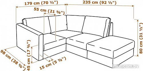 Угловой диван Ikea Вимле 592.115.43 (фарста темно-коричневый)