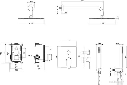 Душевая система Aquatek Оберон AQ1272BG (золото)