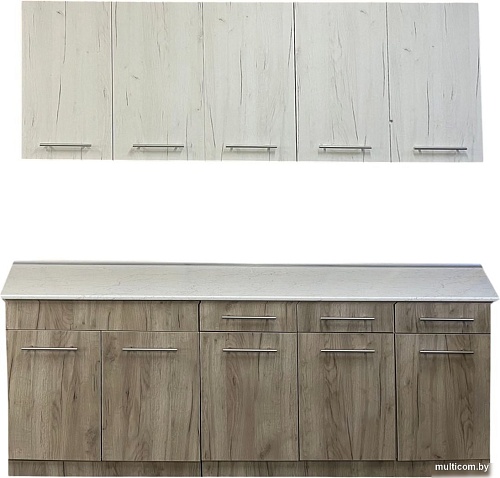 Готовая кухня Поставымебель Поставчанка-3РД 2000ш (дуб крафт белый/дуб крафт серый)
