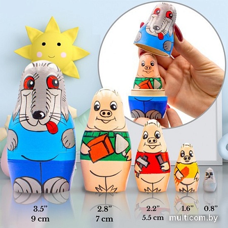 Развивающая игра Брестская Матрешка Три поросенка (набор 5 шт)