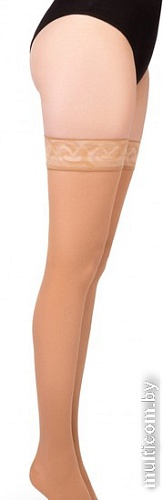 Чулки компрессионные Bauerfeind Micro 2205-AG длинные кружево широкое (M, карамель)