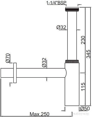 Сифон Jaquar ALD-BLM-769L250X190