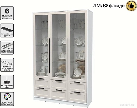 Шкаф-витрина Интерлиния Концепт Тренд КТ-ШВ3 (белый платинум/кашемир)