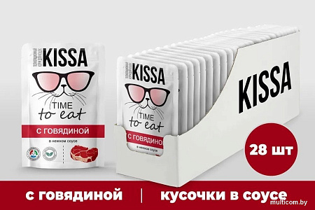 Консервированный корм для кошек Kissa С говядиной в соусе (28x75г)