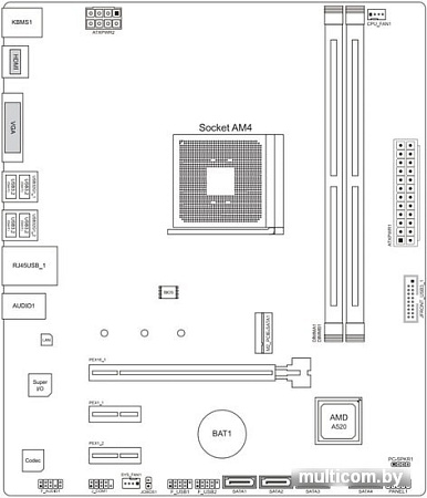 Материнская плата BIOSTAR A520MH Ver. 6.0