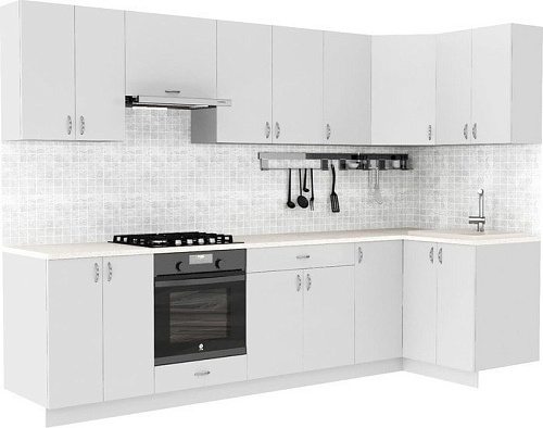 Готовая кухня S-Company Клео глосc 1.2x3.0 правая (белый глянец/белый глянец)