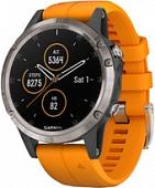 Умные часы Garmin Fenix 5 Plus Sapphire (титановый/оранжевый)