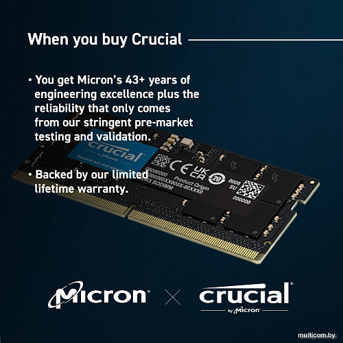 Оперативная память Crucial 16ГБ DDR5 SODIMM 4800МГц CB16GS4800