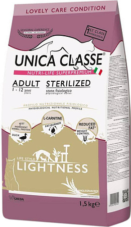 Сухой корм для кошек Unica Classe Lovely Care Condition Adult Sterilized Lightness Duck 1.5 кг
