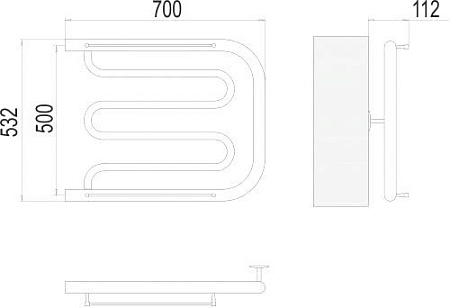 Полотенцесушитель TERMINUS Фокстрот 1" 500x700 бп