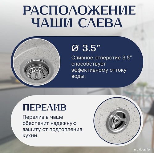 Кухонная мойка Saniteco Pura (серый)