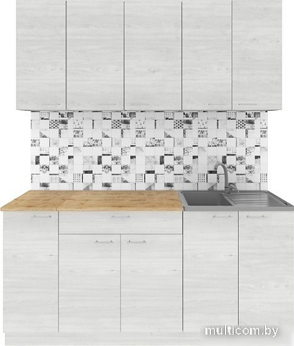 Готовая кухня Агута Альфа 1.7 (скандинавское дерево/скандинавское дерево/дуб бунратти)