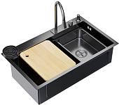 Кухонная мойка Mixline Pro 552104 (черный графит, с сифоном)