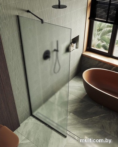 Душевая стенка MaybahGlass 195x89 MGD-690-6у (сатин стекло/черный)