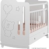 Классическая детская кроватка VDK Sweet Bear колесо-качалка без ящика (белый)