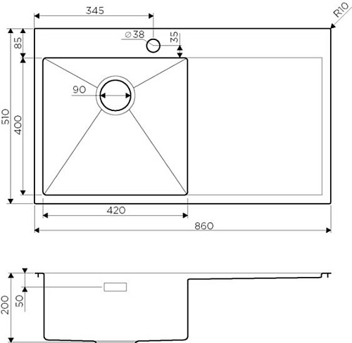 Кухонная мойка Omoikiri Akisame 86 IN-R