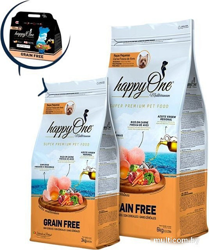 Сухой корм для собак HappyOne Mediterraneum со свежим яйцом и свежим мясом птицы 7 кг