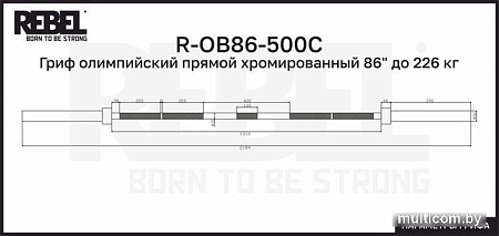 Гриф для штанги Rebel R-OB86-500C
