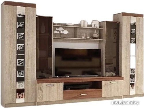 Стенка Астрид-Мебель Палермо-4 ЦРК.ПЛР.04 (анкор белый-венге)