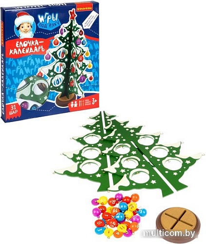 Набор для создания поделок/игрушек Bondibon Деревянная елочка-календарь 3D с игрушками ВВ5173