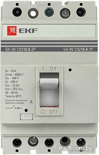 Выключатель автоматический EKF PROxima ВА-99 12516А 3P 25кА mccb99-125-16